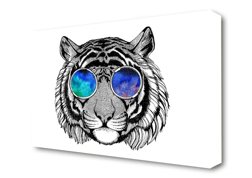 Glasses On A Tiger Hipster Canvas Wall Art