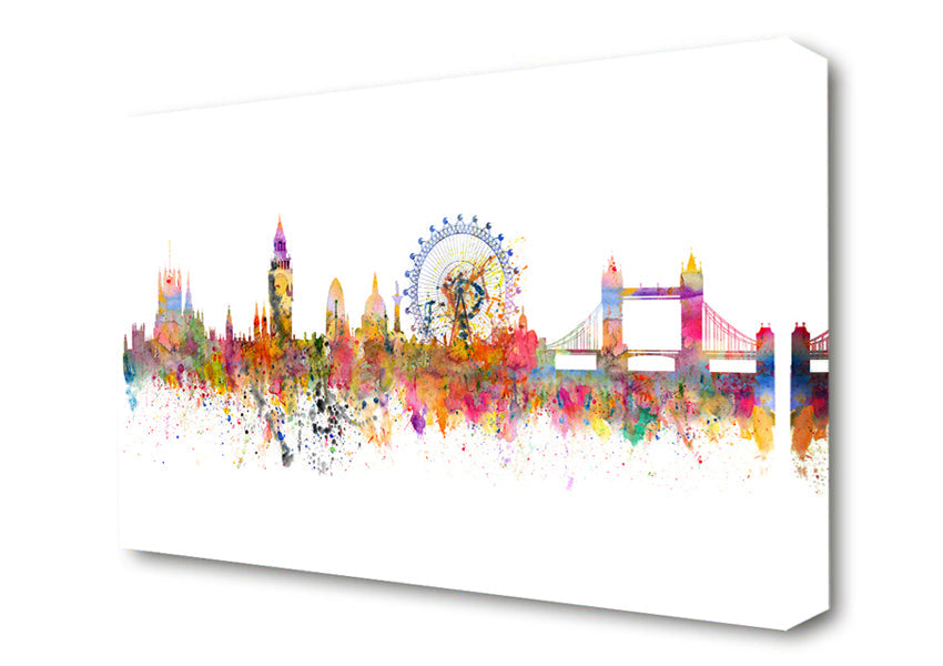 London Skyline Splatter Canvas Wall Art