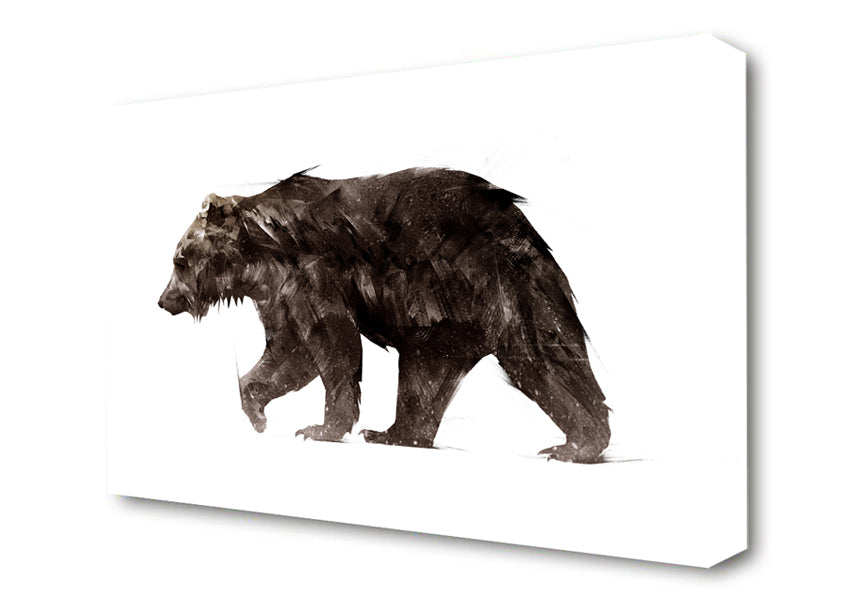 Walking Brown Bear Canvas Wall Art
