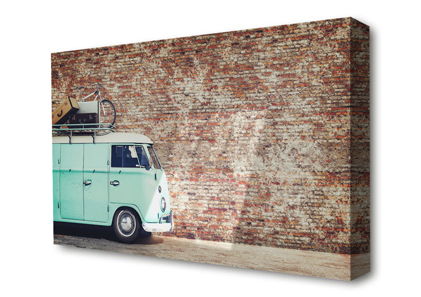 The Camper In Front Of Bricks Canvas Wall Art