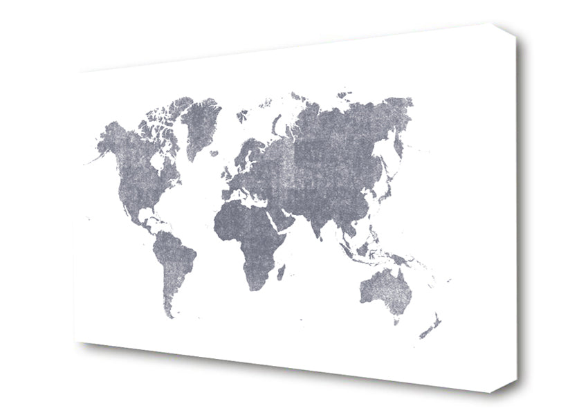 The World Map Of In Grey Canvas Wall Art