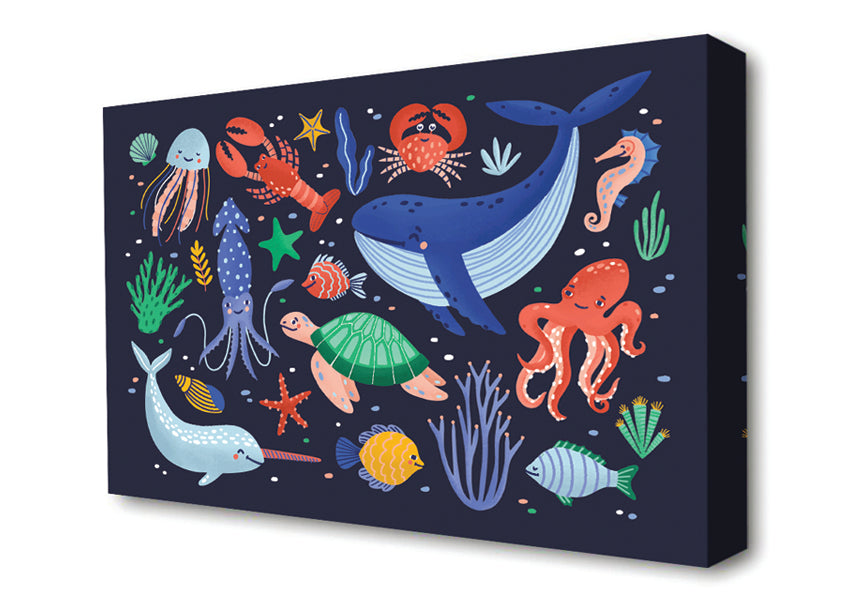 Creatures Of The Sea Childrens Canvas Wall Art