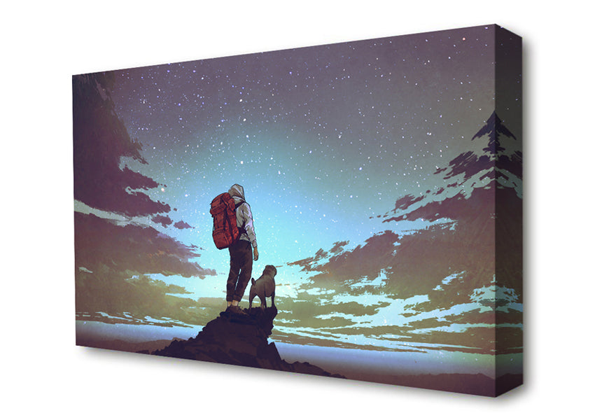 Hiking With The Dog Canvas Wall Art