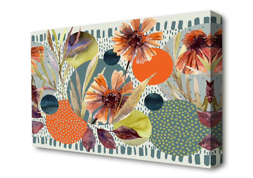 Cut Out Flowers On Abstract Canvas Wall Art