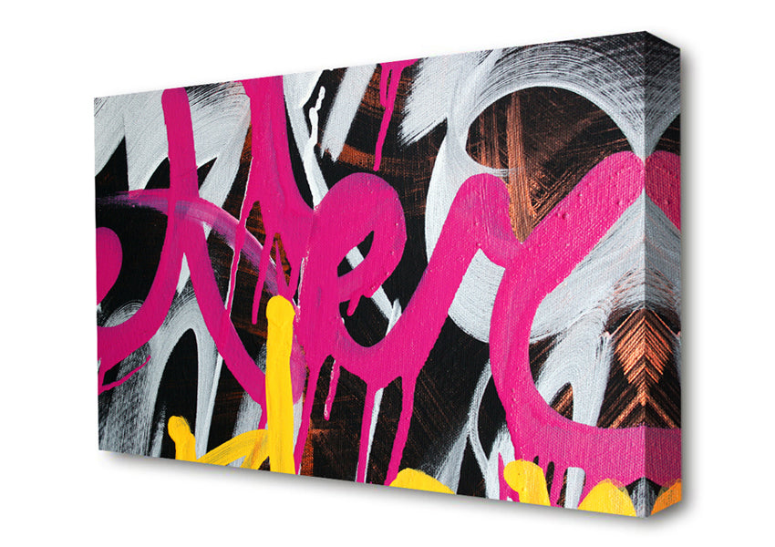 Swirl Of Pink Graffiti Canvas Wall Art