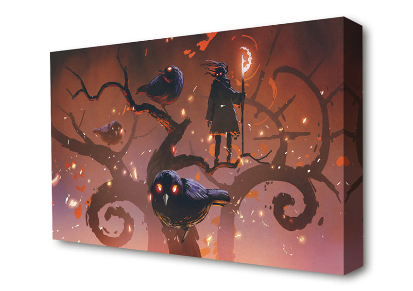 The Crow Branch Canvas Wall Art