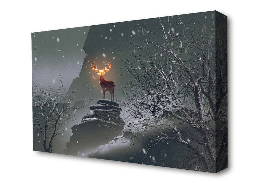 Fire Stag Canvas Wall Art