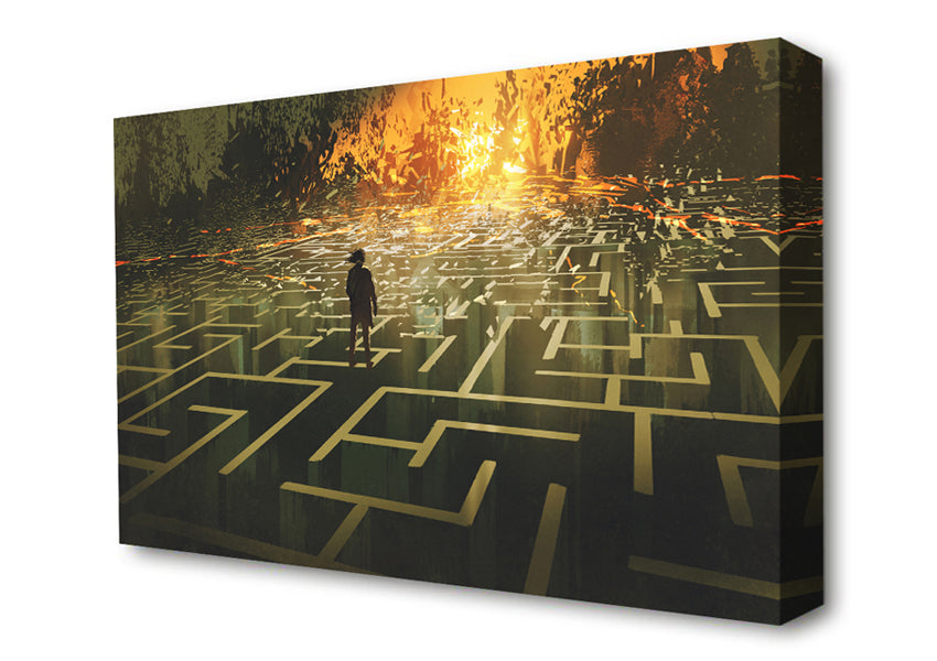 Standing On A Maze Canvas Wall Art