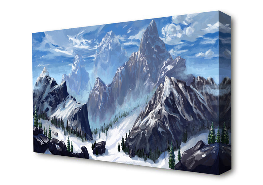 Sharp Mountain Snow Canvas Wall Art