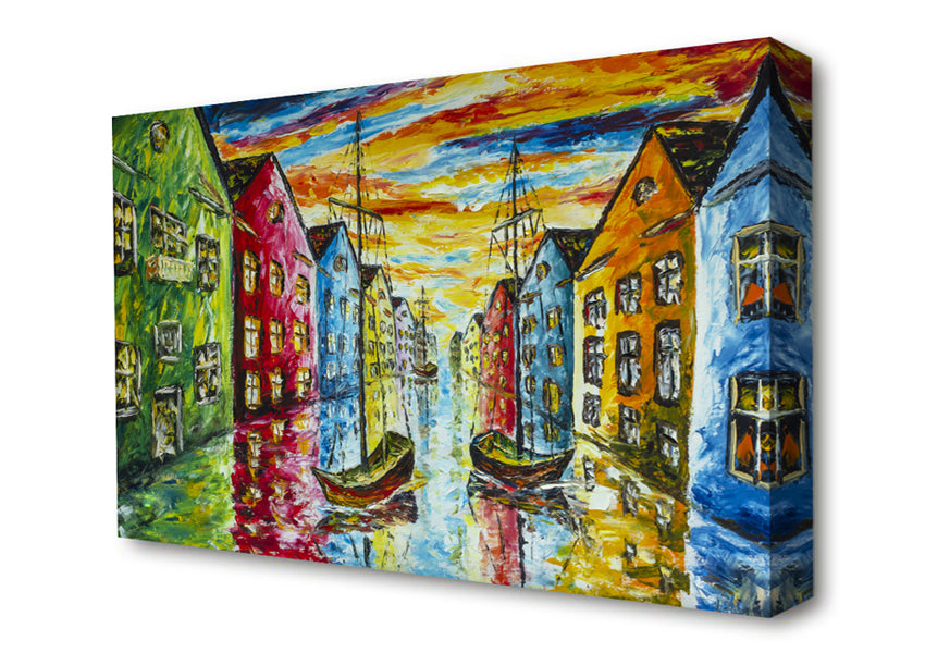 The Sea Village Painted Two Canvas Wall Art