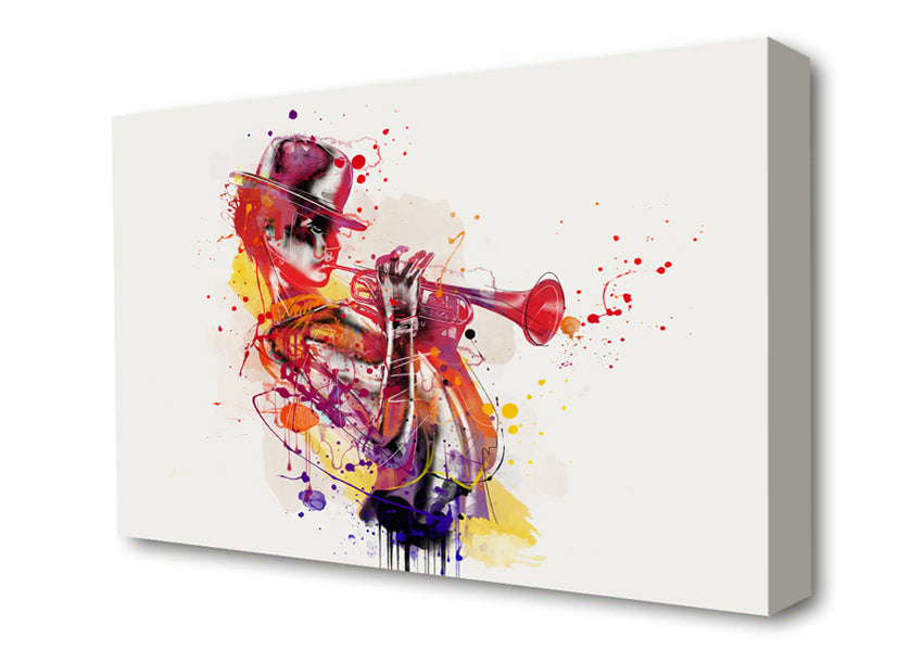 Playing The Horn Canvas Wall Art