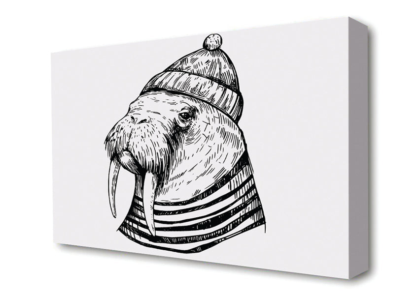 Hipster Walrus Canvas Wall Art