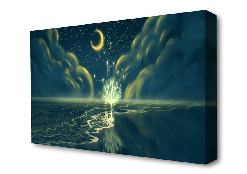The Crescent Moon Waterline Canvas Wall Art