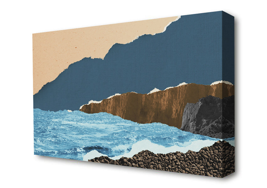 Cut Out Mountain Ocean Canvas Wall Art