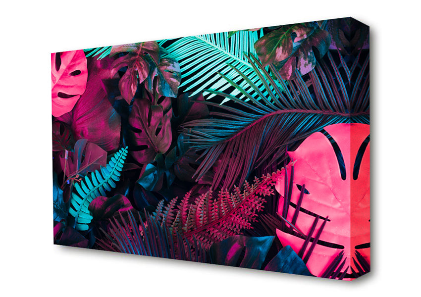 Fluorescent Palm Life Canvas Wall Art