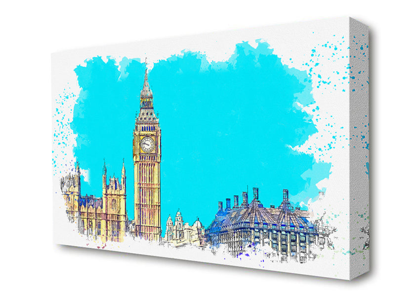 London Big Ben Splatter Canvas Wall Art