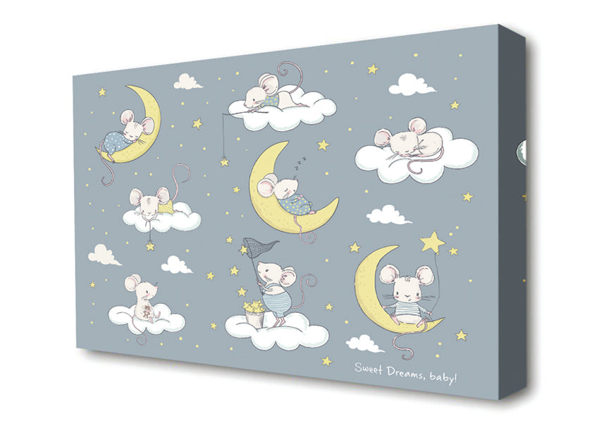 Three Moon Mice Canvas Wall Art