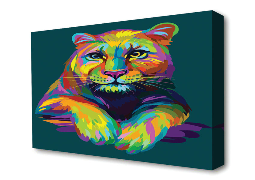 Colourful Mountain Lion Canvas Wall Art