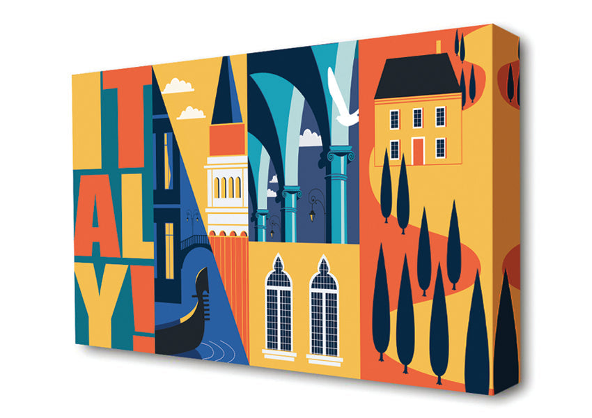 Italy Poster Illustration Canvas Wall Art