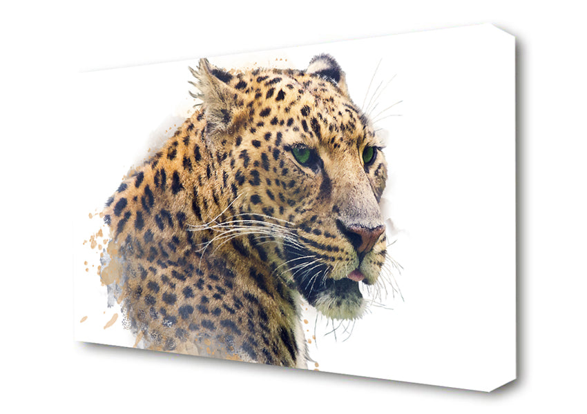 Watercolor Splash Leopard Canvas Wall Art