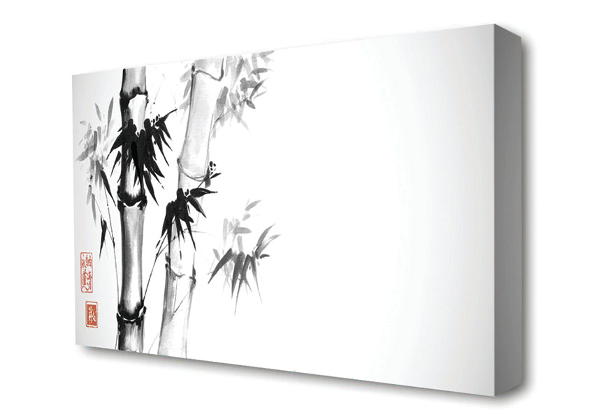The Bamboo Branch Grey Canvas Wall Art