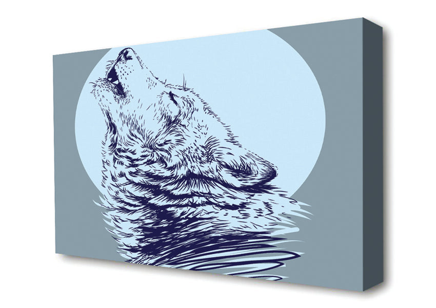 Howling Wolf At Night Canvas Wall Art