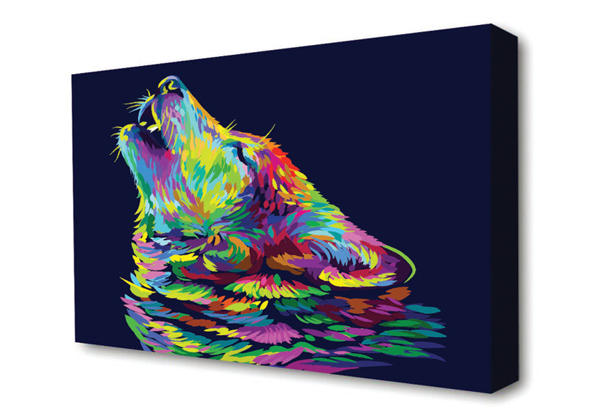 Howling Wolf In Colour Canvas Wall Art