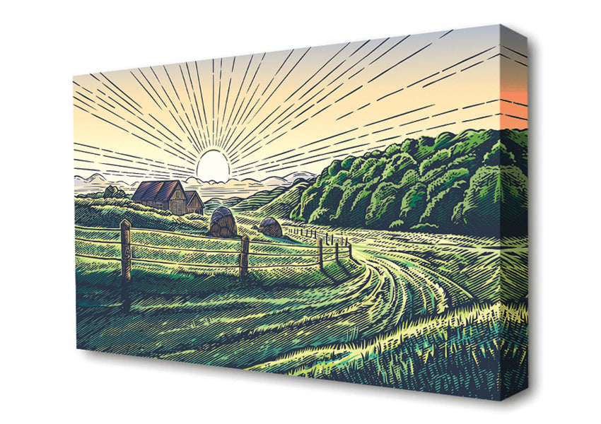 Stunning Line Sun Canvas Wall Art