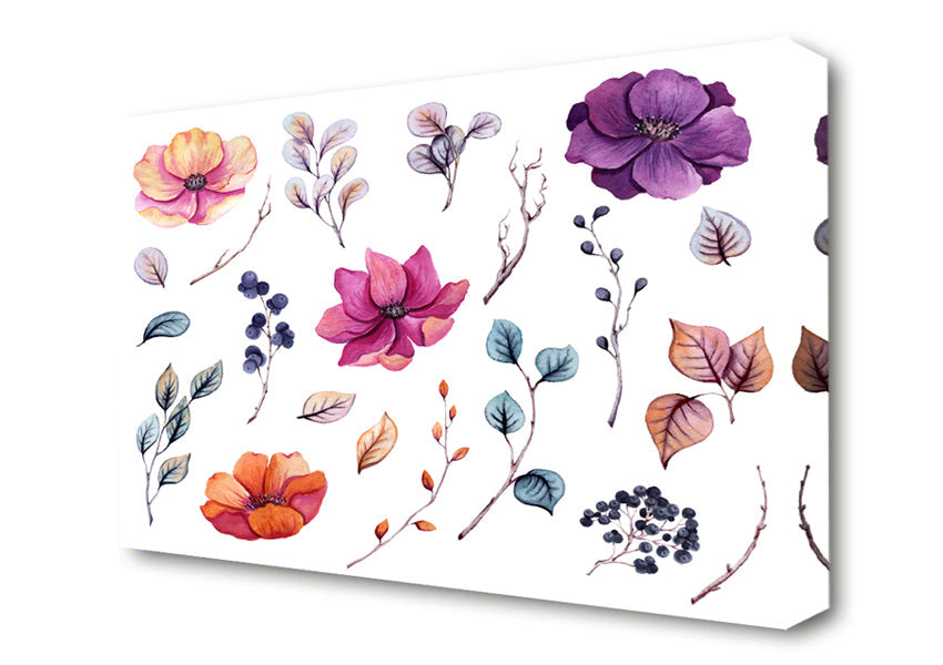 Selection Of Lovely Flowers Canvas Wall Art