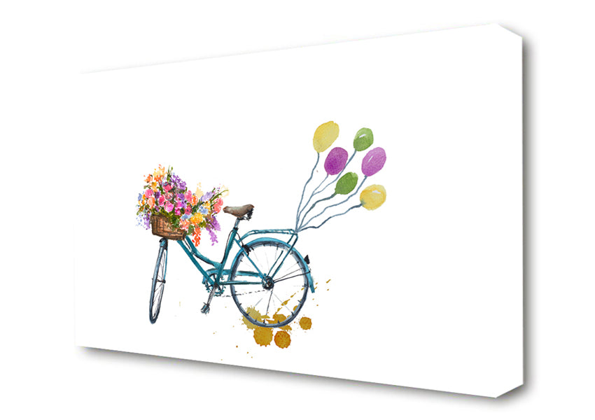 A Bike Pulling Balloons Canvas Wall Art