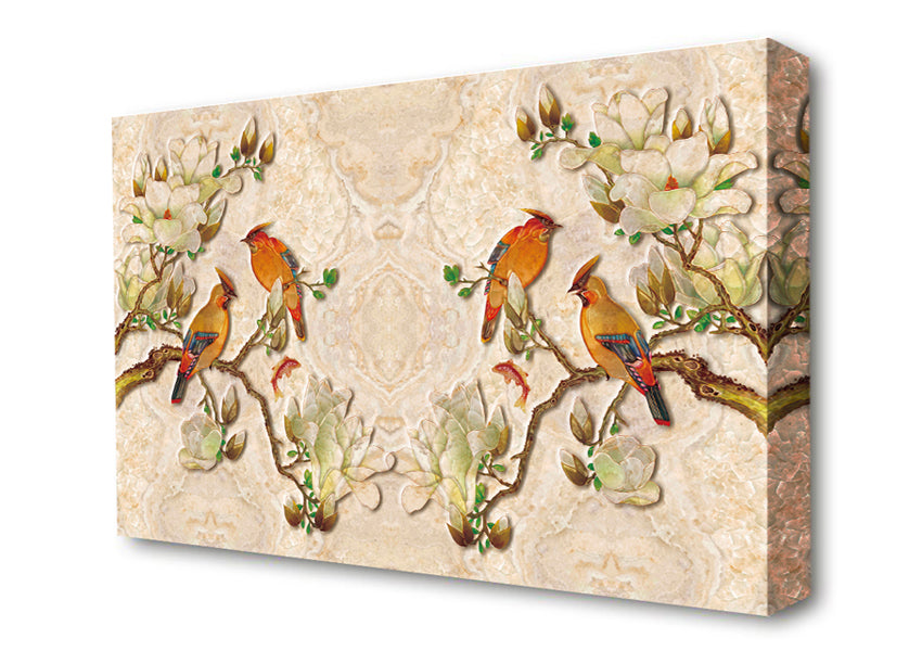 The Birds On The Branches Symmetry Canvas Wall Art
