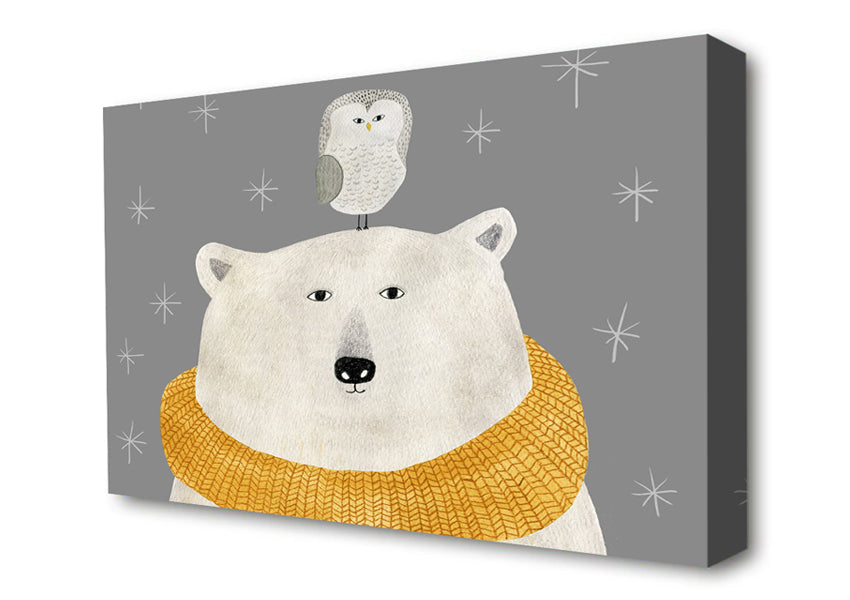 The Bear And The Owl Canvas Wall Art
