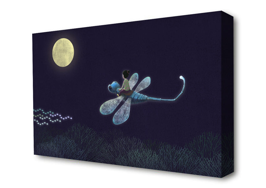 Riding On The Dragonfly Canvas Wall Art