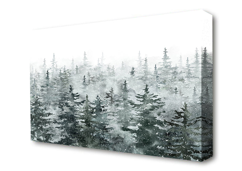 Snowy Top Trees Winter Canvas Wall Art