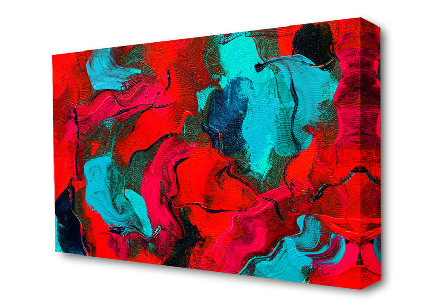The Red And Blue Splodge Canvas Wall Art
