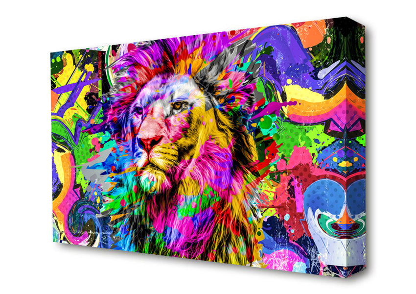 Rainbow Vivid Lion Canvas Wall Art