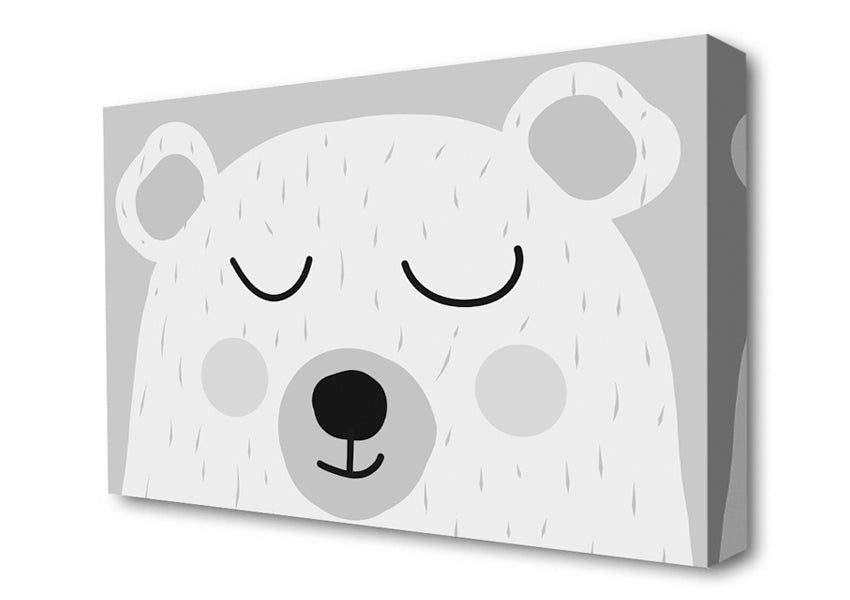 The Cute Bear Head Grey Canvas Wall Art