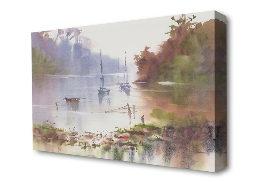Sailing Up The Beautiful River Canvas Wall Art