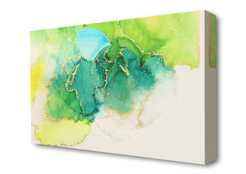 The Green And Blue Gold Wash Canvas Wall Art