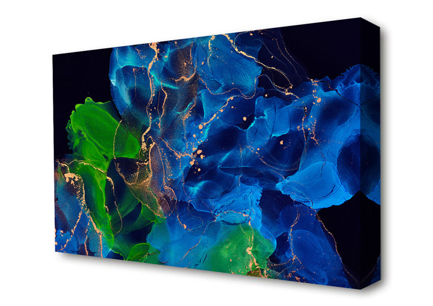 Green And Light Blue Darkness Flow Canvas Wall Art