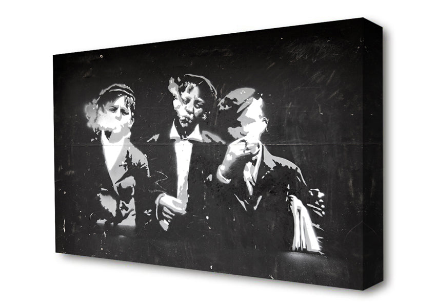 Children Smoking Canvas Wall Art