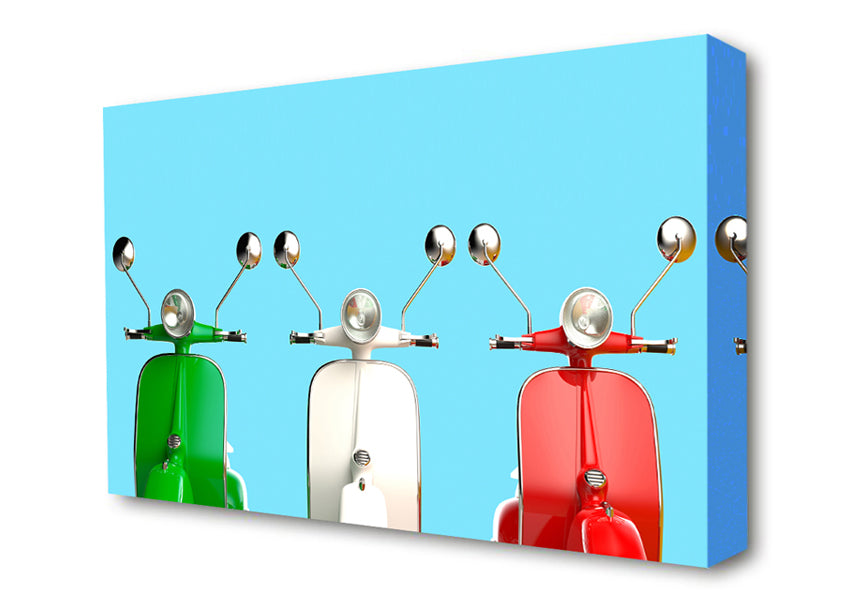 Three Vespas Italy Canvas Wall Art