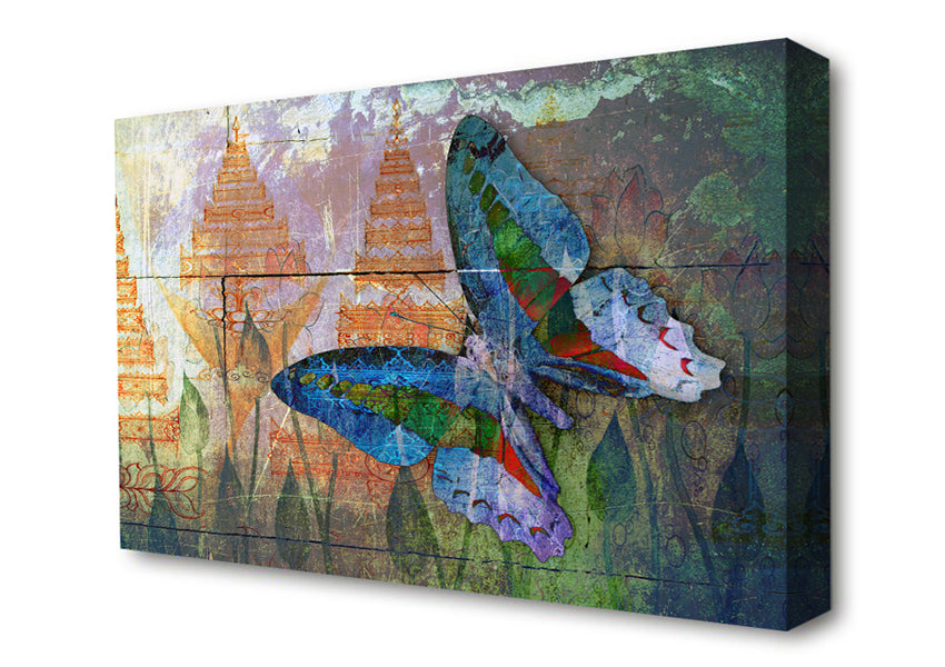 The Vivid Butterfly Grunge Canvas Wall Art