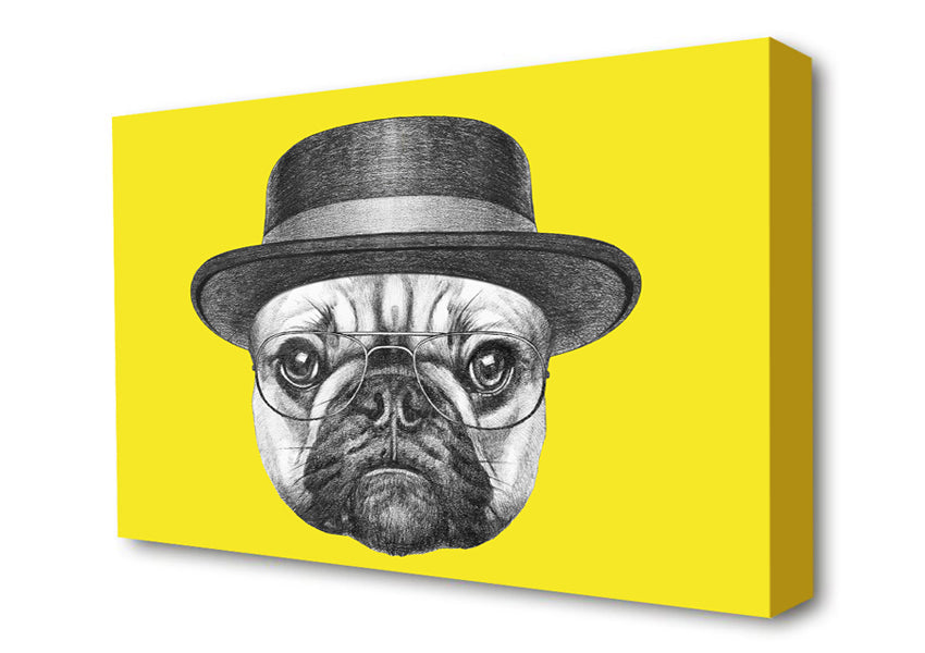 The Pug With A Hat Canvas Wall Art