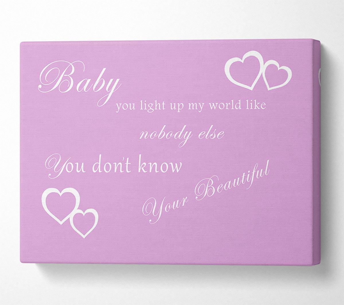 Music Quote Baby You Light Up My World 1D Pink Canvas Wall Art