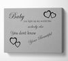 Music Quote Baby You Light Up My World 1D Grey Canvas Wall Art