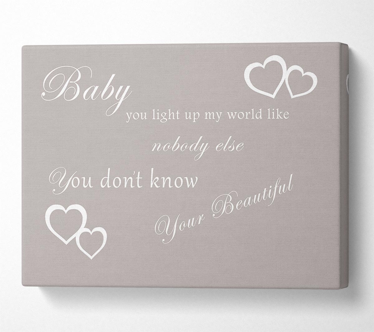 Music Quote Baby You Light Up My World 1D Beige Canvas Wall Art
