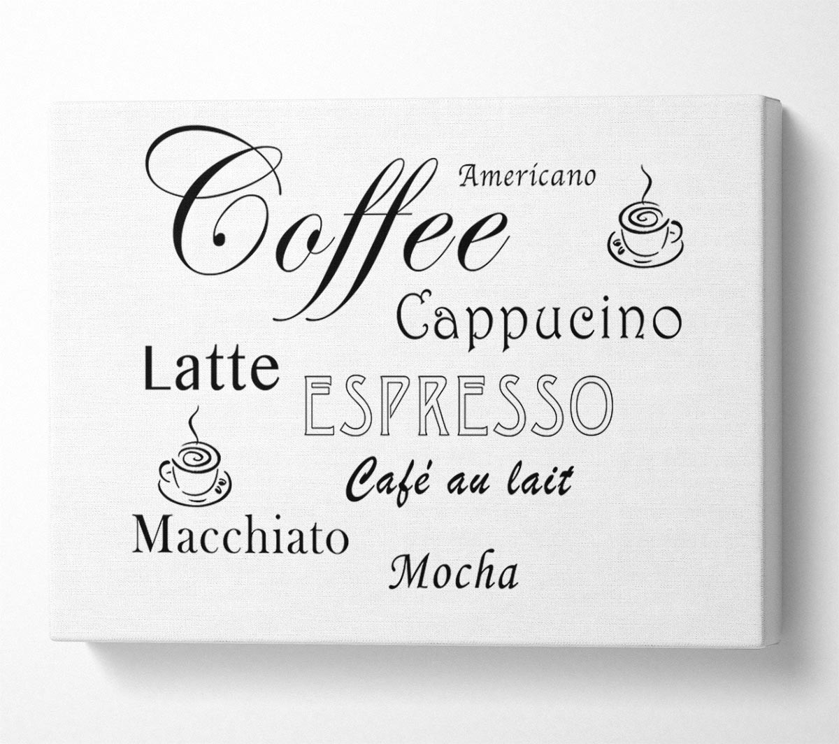 Kitchen Quote Coffee Delight White Canvas Wall Art