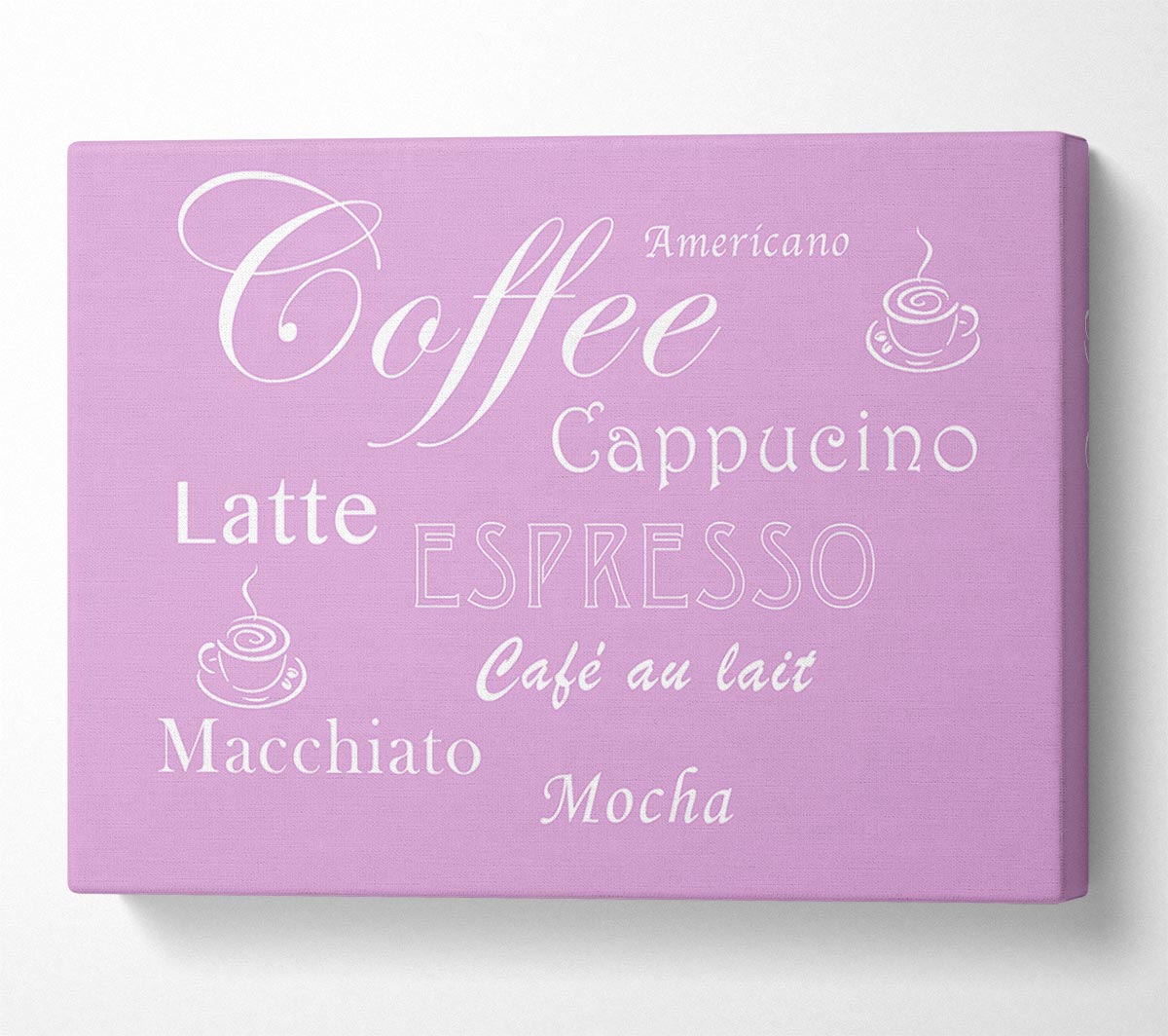 Kitchen Quote Coffee Delight Pink Canvas Wall Art
