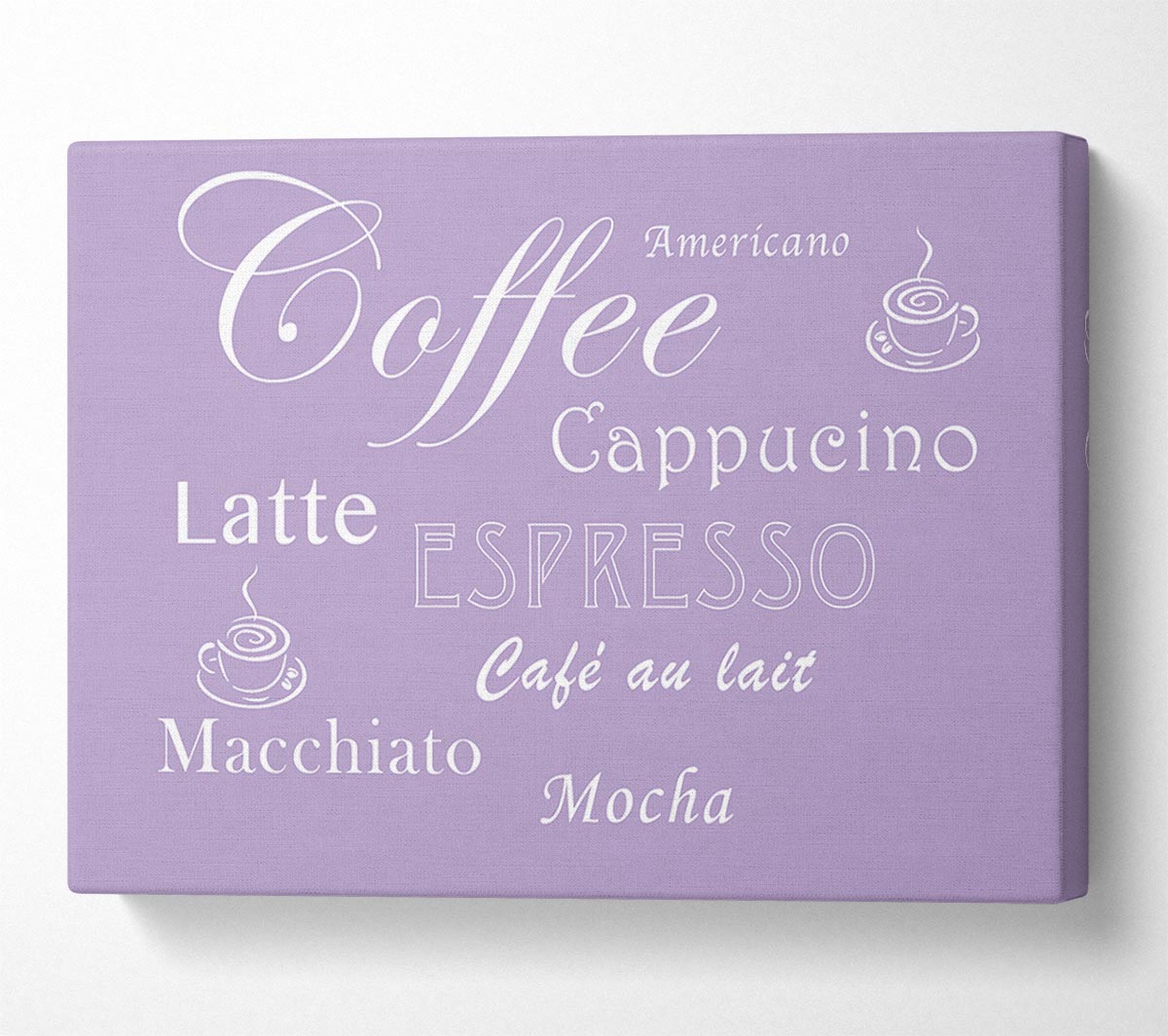 Kitchen Quote Coffee Delight Lilac Canvas Wall Art